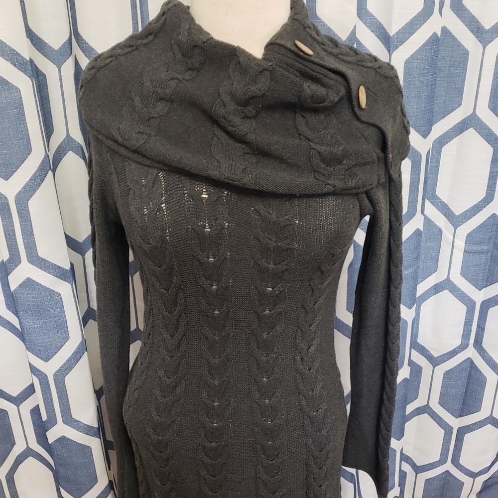 AKINI Grey Scoop Neck Sweater Dress Small